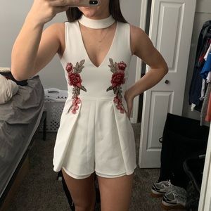 White and Floral Romper